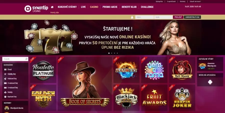 Nové slovenské online Synottip Casino