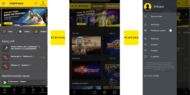 Mobilná aplikácia Fortuna Kasíno