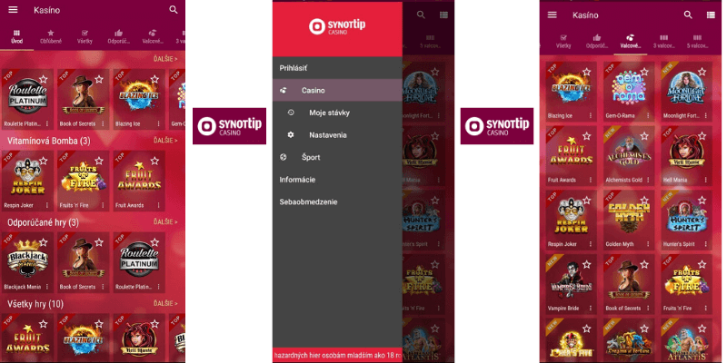 Mobilná aplikácia SynotTip Kasíno