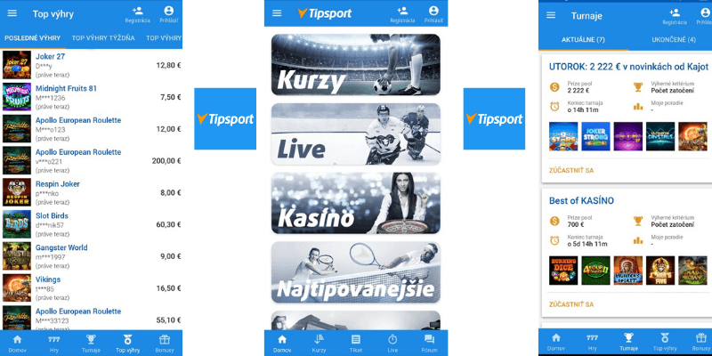 Mobilná aplikácia Tipsport Kasíno