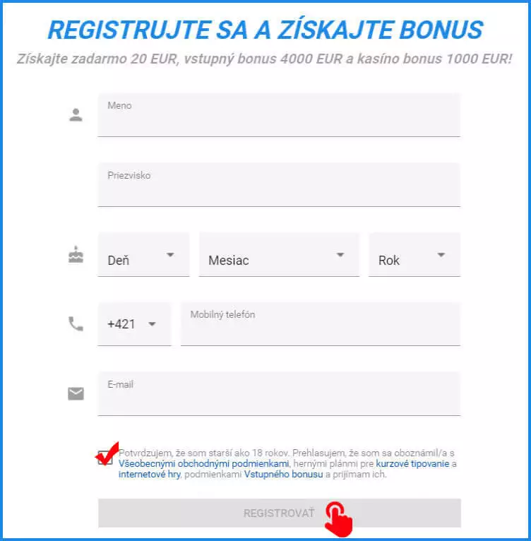 Online registrácia Tipsport - Ako sa registrovať, bonus