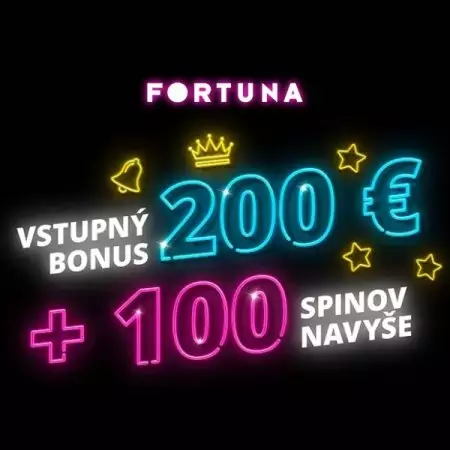 Fortuna vstupný bonus 200 EUR +100 spinov. Kompletný návod ako bonus získať