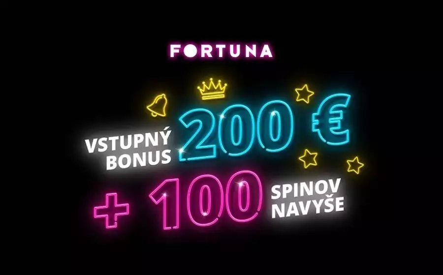 Fortuna vstupný bonus 200 EUR +100 spinov. Kompletný návod ako bonus získať