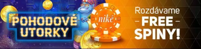 Niké Casino rozdáva počas pohodových utorkov 10 free spinov zadarmo