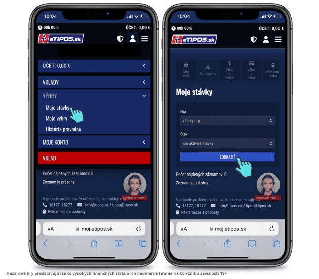 eKlub Keno moje stávky