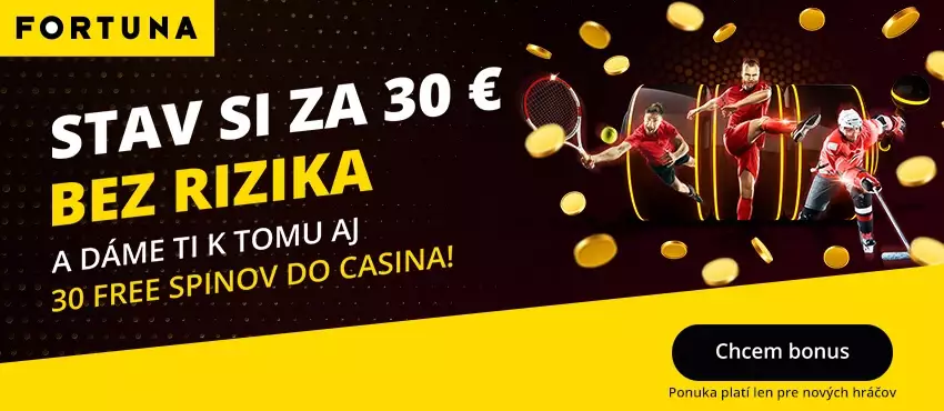 iFortuna bonus 30€ + 30 Free Spinov zadarmo