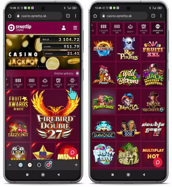 Casino Synottip progresivny jackpot v mobile