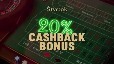 CASHBACK 20 % DNES – Berte Synottip peniaze zadarmo každý štvrtok