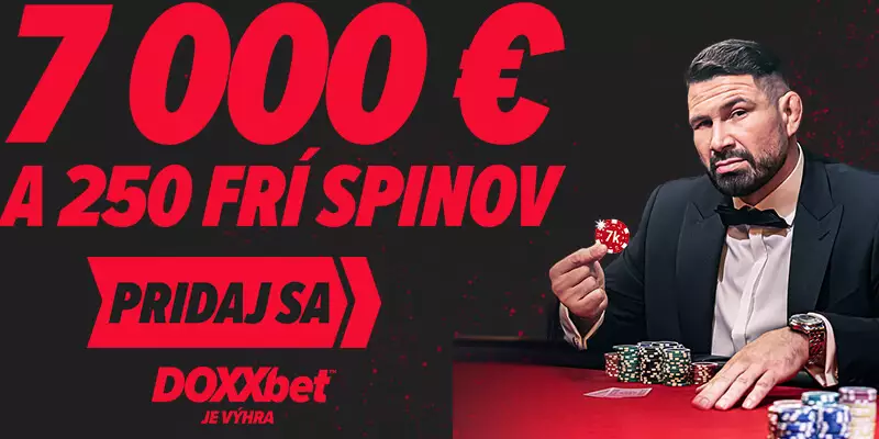 Doxxbet casino uvítací bonus 7000€ a 250 free spinov