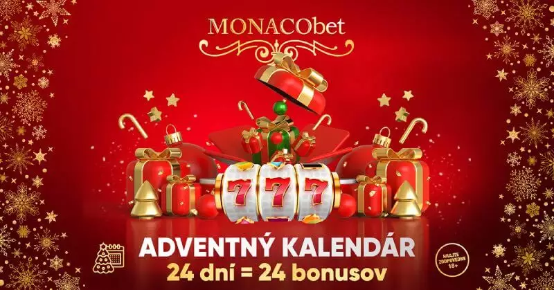 Monacobet adventný kalendár plný casino bonusov a free spinov zadarmo
