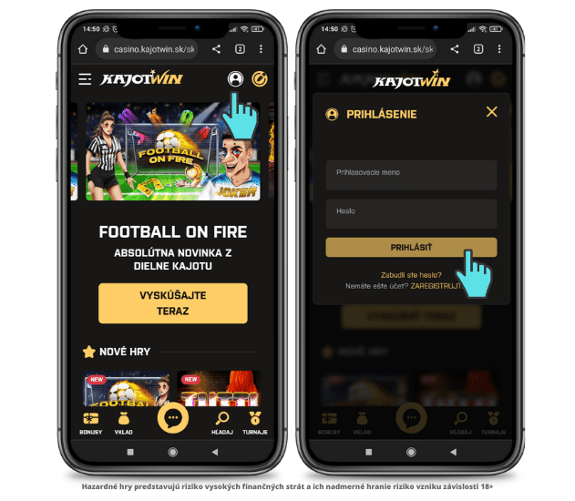 Kajotwin casino prihlásenie cez mobil