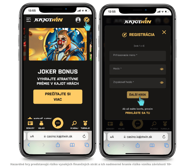Kajotwin registrácia meno a heslo