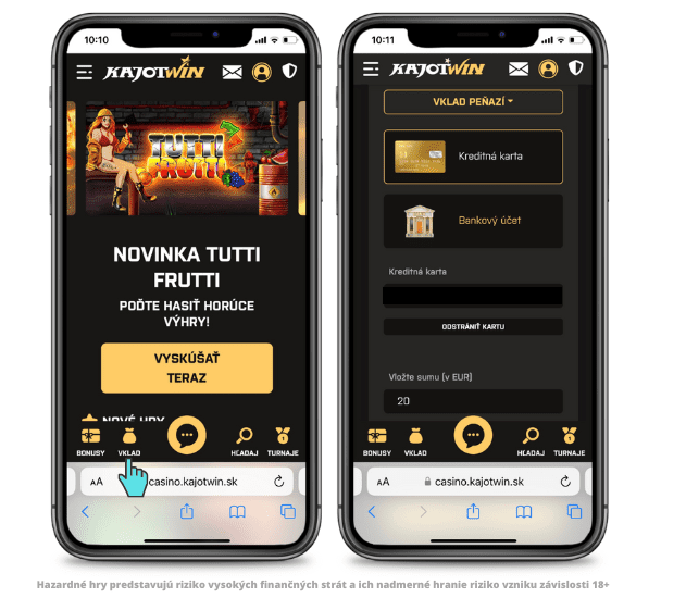 Kajotwin vklady a výbery vklad mobilom