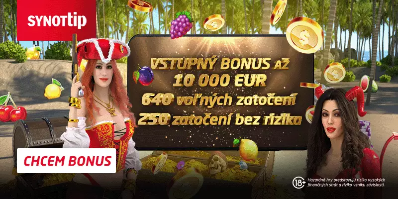 Bonus masuk kasino Synottip sebesar 10.000 EUR dan 250 putaran gratis