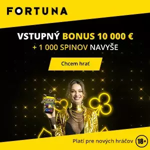 Fortuna casino bonus 10 000 EUR + 1000 free spinov za registráciu