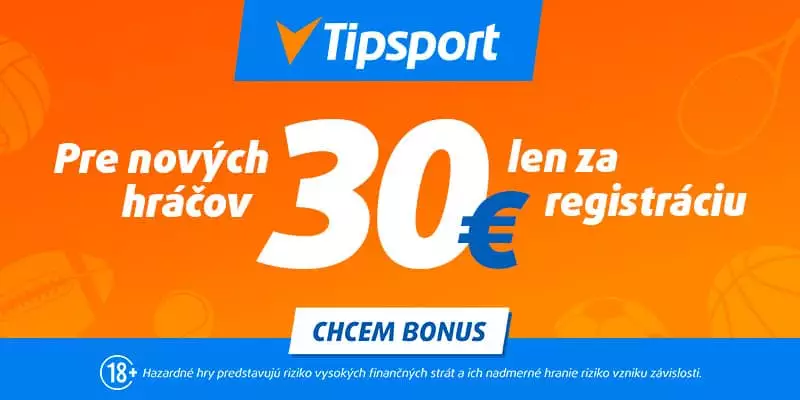 Tipsport casino bonus 30€ za registráciu