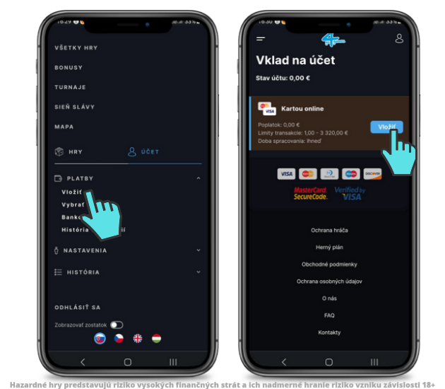Návod, ako na Go4Games vklad mobilom.