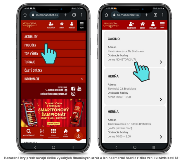 Návod, ako nájsť Monacobet pobočky otváracie hodiny.