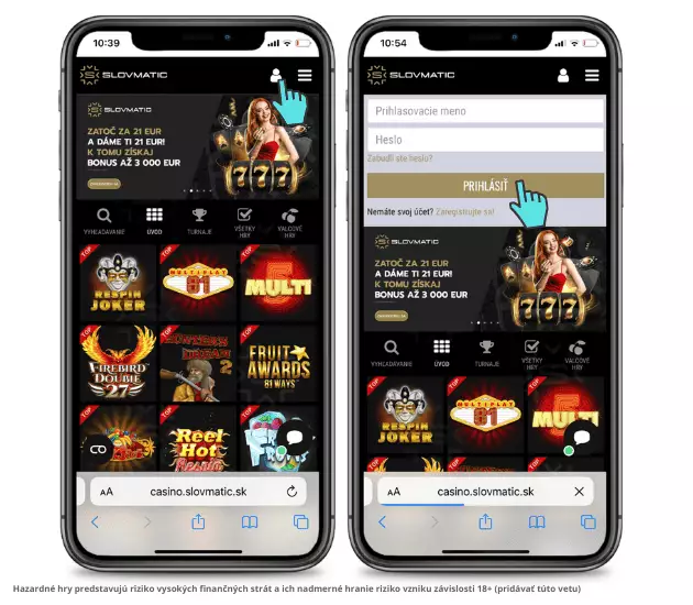 Slovmatic casino aplikácia prihlásenie v mobile