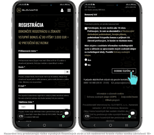 Slovmatic casino registrácia návod ako vyplniť formulár.