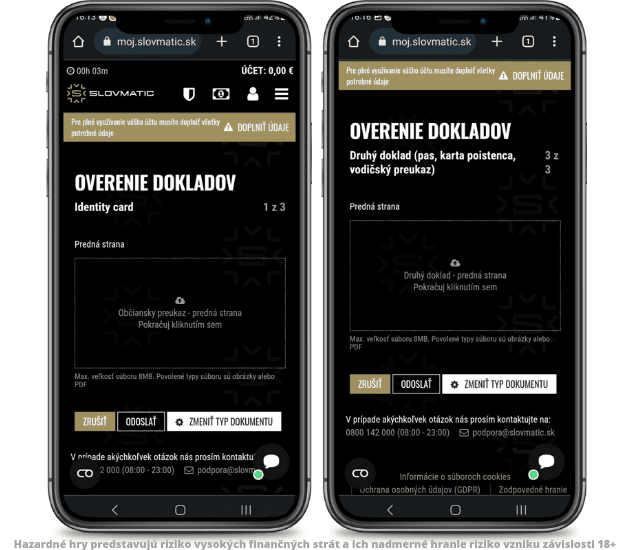 Slovmatic casino registrácia vyžaduje overenie totožnosti.