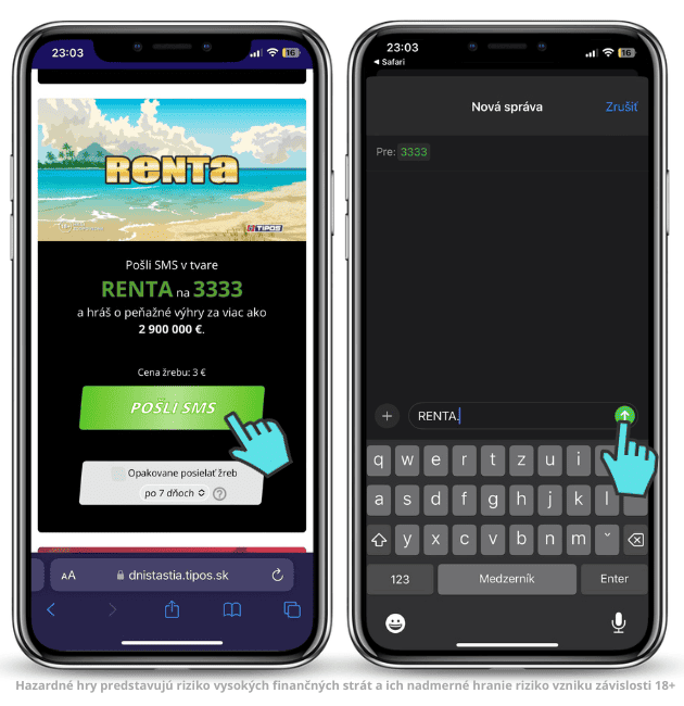 Stieracie online žreby cez sms