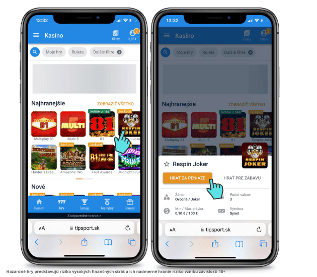 Tipsport automaty za peniaze