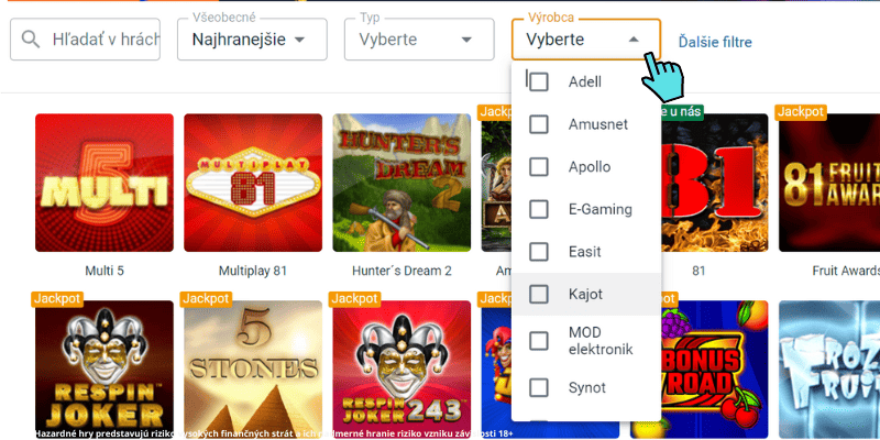 Tipsport automaty výrobcovia hier