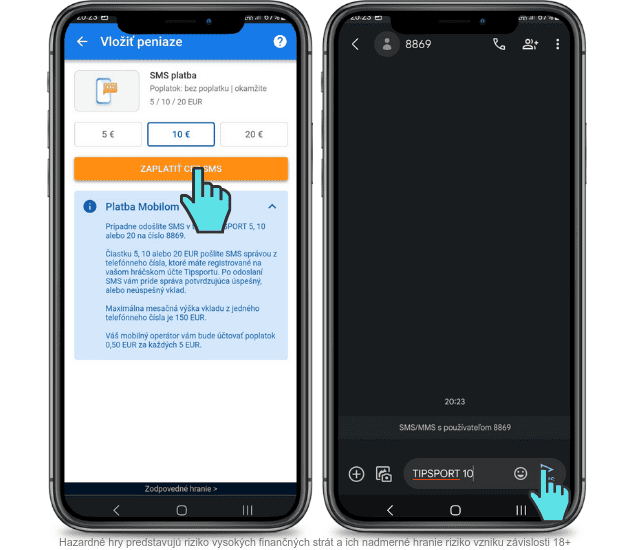 Tipsport vklad cez sms kód.