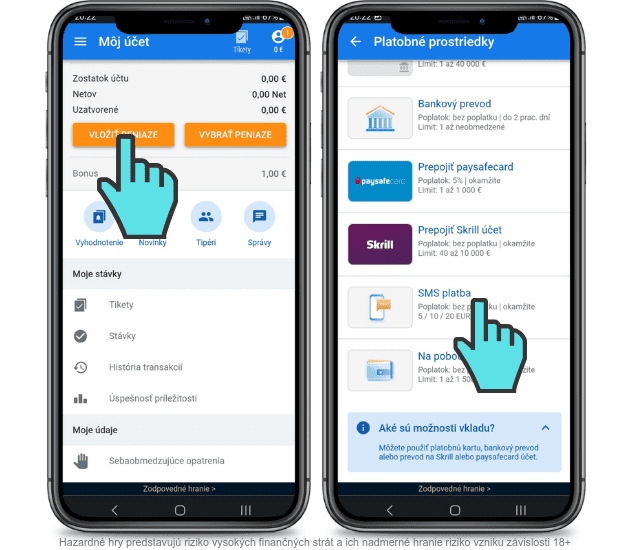 Tipsport casino vklad cez sms.