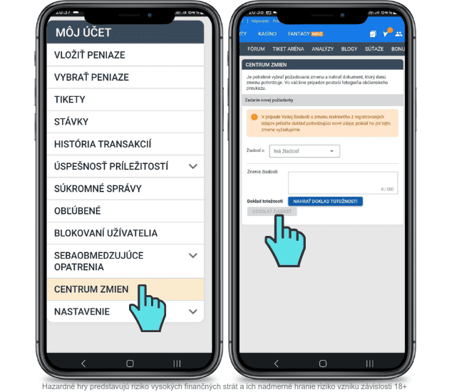 Tipsport zmena iban bankového účtu cez formulár