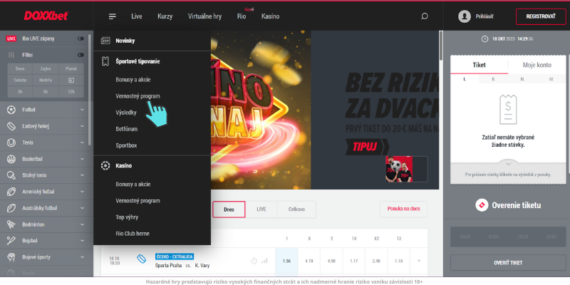 Doxxbet karta na počítači