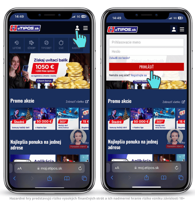 Tipos prihlásenie cez mobil