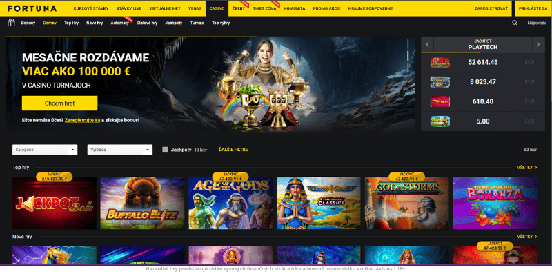 Fortuna casino a prehľad stránky