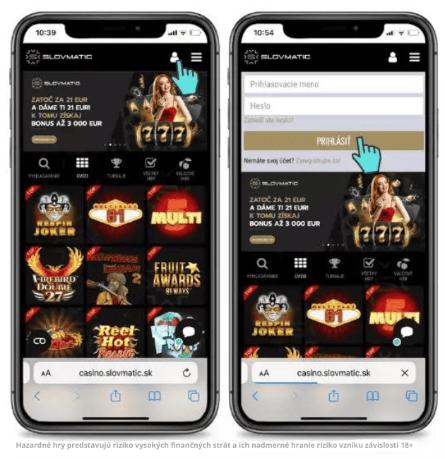 Slovmatic prihlásenie cez telefón