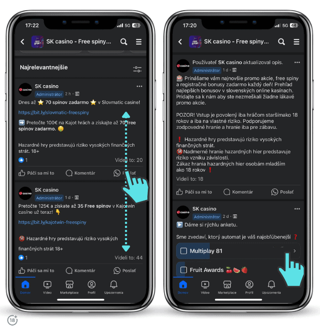 Vo Facebook skupine sk casino nájdete mnoho bonusov zadarmo