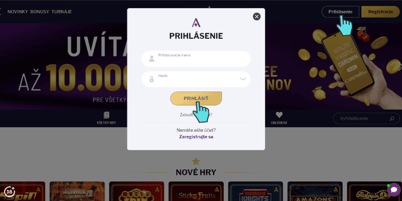 Cardwin prihlásenie cez pc