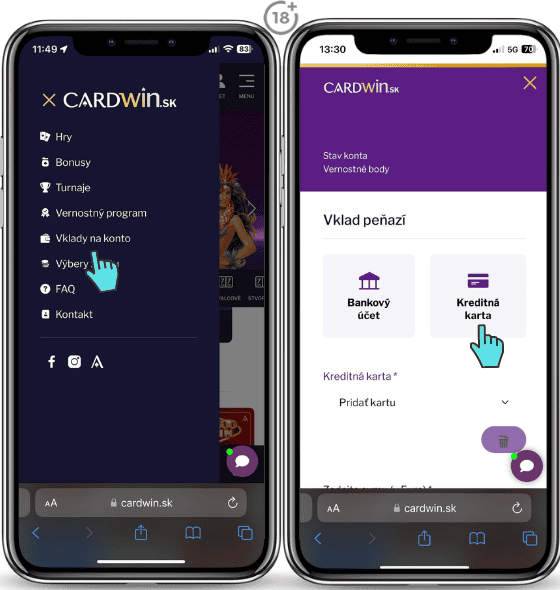 Cardwin vklad kreditnou kartou