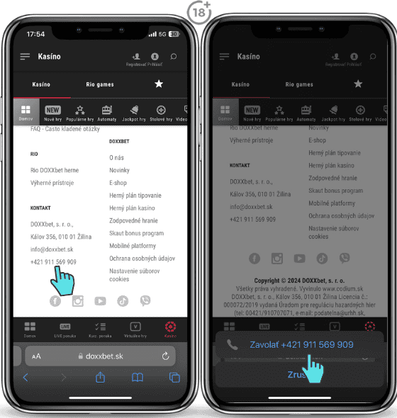 Doxxbet kontakt telefón
