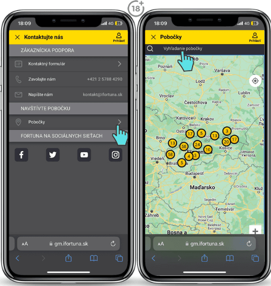 Fortuna kontakt pobočky
