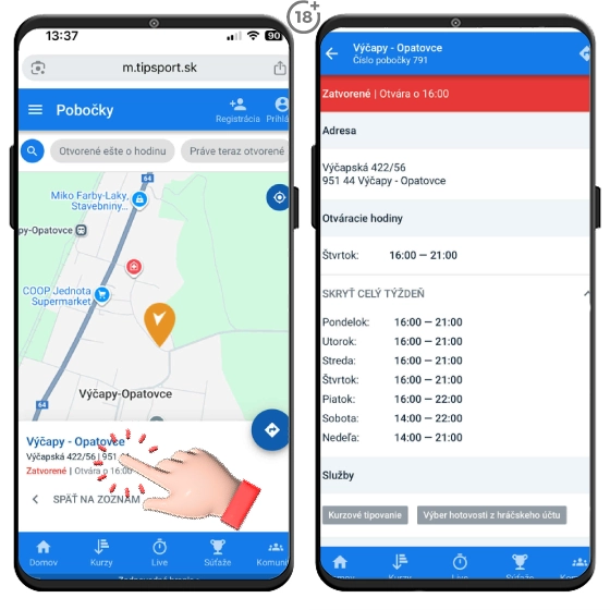 Pozrite si Tipsport otváracie hodiny pobočiek.