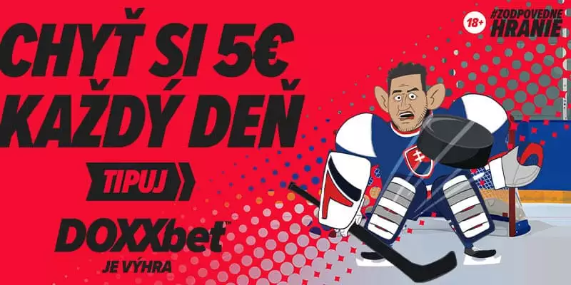 Berte 5€ zadarmo bonus v Doxxbet casino každý deň počas MS v hokeji
