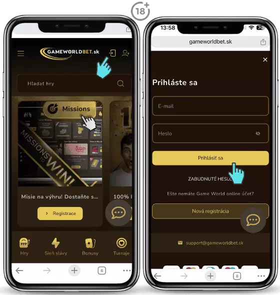 Gameworldbet prihlásenie cez mobil