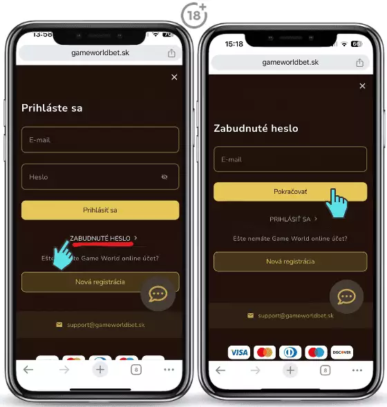 Gameworldbet zabudnuté heslo