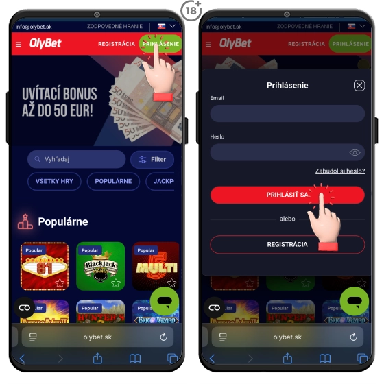 Takto sa prihlásite do Olybet casino cez mobil