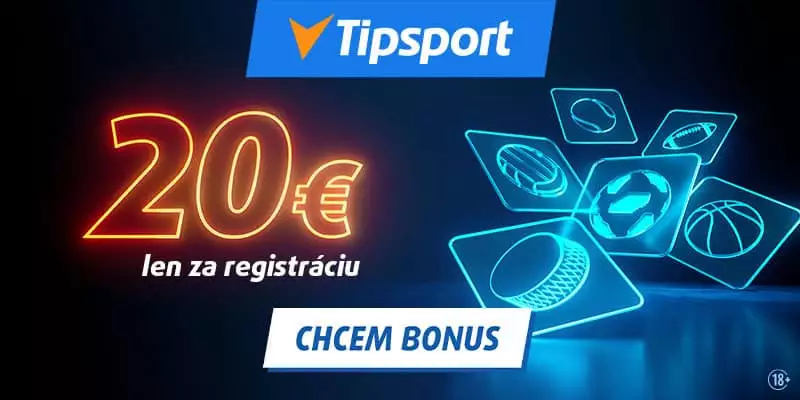 Tipsport casino rozdáva 20€ za registráciu novým hráčom