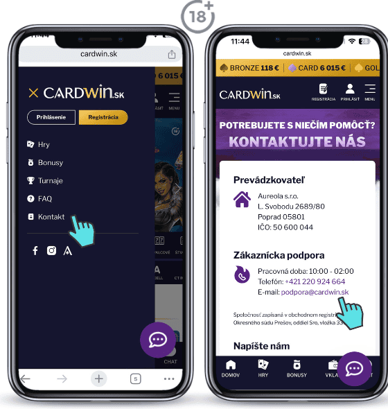 Využite Cardwin kontakt cez email, zákaznícku linku alebo kontaktný formulár.