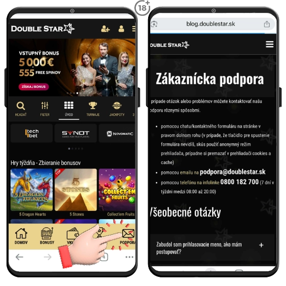 Doublestar zákaznícka podpora online kasína.
