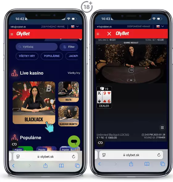 Olyet live casino blackjack