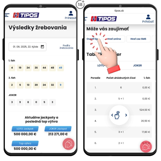 Ako si overiť tip Loto číselnej lotérie.